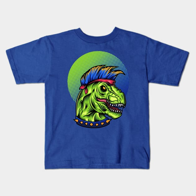 Punk Rock Dinosaur Kids T-Shirt by BDAZ